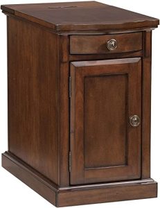 Signature Design by Ashley Laflorn Traditional Chair Side End Table with 2 USB Ports & Outlets, Medium Brown