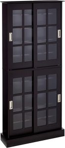 Atlantic Windowpane Media/Storage Cabinet - Tempered Glass Pane Sliding Doors, Stores Optical Media Like CD/DVD/BD/Game Discs, Collectables & Memorabilia Collections