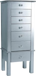 Alveare Home Helena Standing Jewelry Armoire, Silver