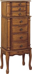 Powell Furniture Powell Jewelry Armoire, Distressed Woodland Oak Black Lining