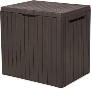 Keter City 30 Gallon Resin Deck Box for Patio Furniture, Pool Accessories, and Storage for Outdoor Toys