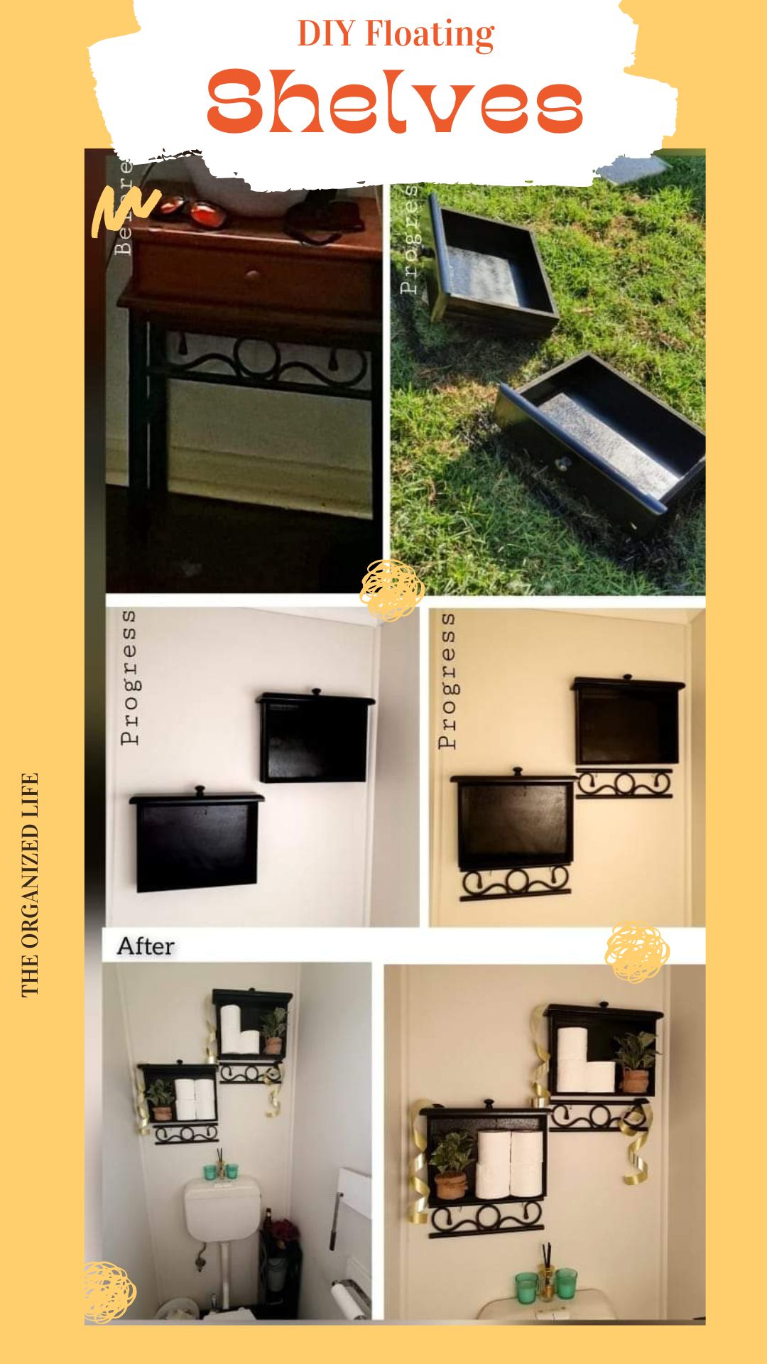 How to convert old console drawers into DIY Floating shelves